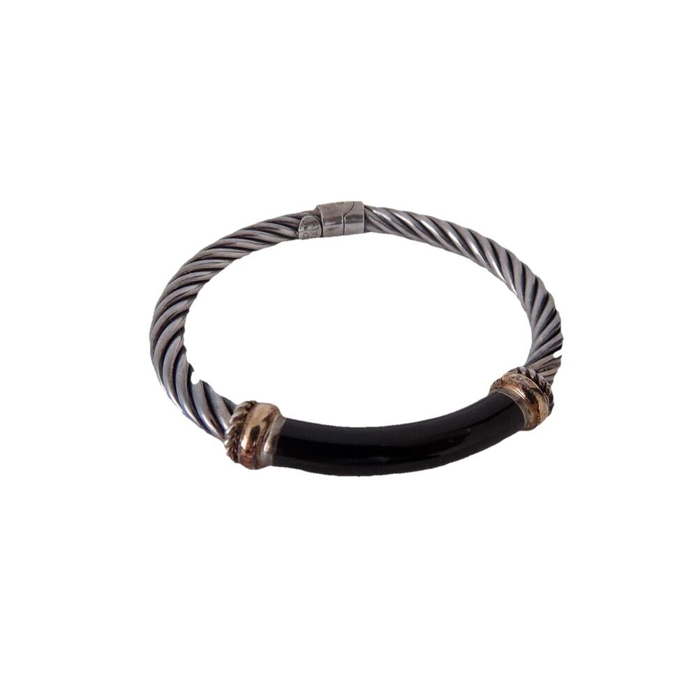 Italian 925 sterling silver 18K twisted bangle bracelet